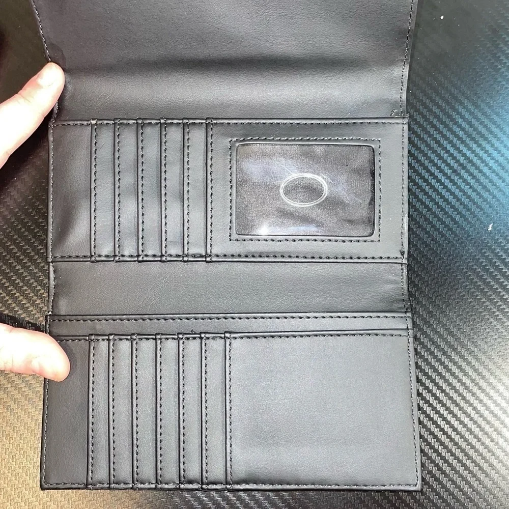G by Guess Wallet Trifold Multi Pockets Clear ID Slot Faux Leather Big G Logo
